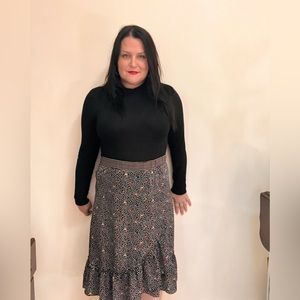 Max Studio black‎ floral midi dress size M